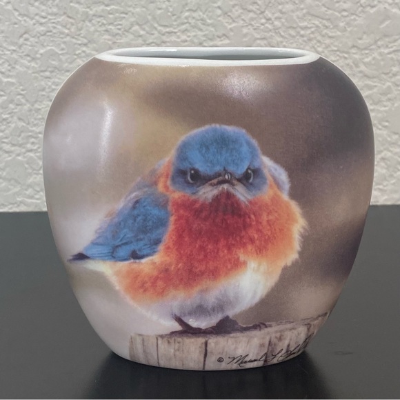 Vintage 70s EKLUND’S Ltd Michael L. Smith “The Mad Bluebird” 4.5” Porcelain Vase - Picture 1 of 15